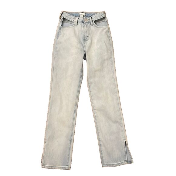 Rue21 Light Wash Denim Blue Jeans Womens Size 0 Cut Out High Rise Rue 21 - Picture 1 of 14
